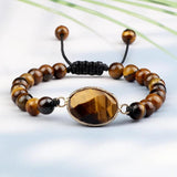 Tiger Eye Stone Bracelet Men Pendant Beaded Wrap Bracelets