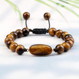 Tiger Eye Stone Bracelet Men Pendant Beaded Wrap Bracelets