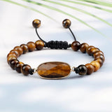 Tiger Eye Stone Bracelet Men Pendant Beaded Wrap Bracelets