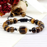 Tiger Eye Stone Bracelet Men Pendant Beaded Wrap Bracelets