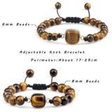 Tiger Eye Stone Bracelet Men Pendant Beaded Wrap Bracelets