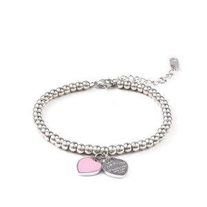 Heart-Shaped Bracelet & Beads Stainless Steel Women Jewelry