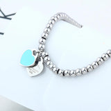 Heart-Shaped Bracelet & Beads Stainless Steel Women Jewelry