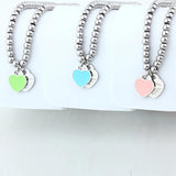 Heart-Shaped Bracelet & Beads Stainless Steel Women Jewelry