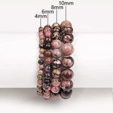 Rhodonite Stone Bracelet 4/6/8/10mm Line Rhodochrosite Stretch Bracelet