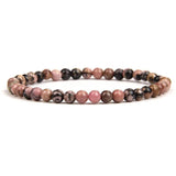 Rhodonite Stone Bracelet 4/6/8/10mm Line Rhodochrosite Stretch Bracelet