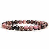 Rhodonite Stone Bracelet 4/6/8/10mm Line Rhodochrosite Stretch Bracelet