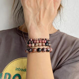 Rhodonite Stone Bracelet 4/6/8/10mm Line Rhodochrosite Stretch Bracelet
