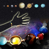 Galaxy Solar System Bracelet Men Nine Planets Natural Stone Stars Earth Moon