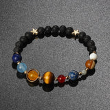 Galaxy Solar System Bracelet Men Nine Planets Natural Stone Stars Earth Moon