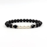 Double Tube Charm Men Bracelet 8mm Tiger Eye Stone Bead Men's Gift