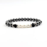 Double Tube Charm Men Bracelet 8mm Tiger Eye Stone Bead Men's Gift