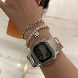 Silver Smiling Face Beaded Bracelet Bangle for Women