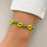 Multicolor Flower Beaded Bracelet For Women Girls Boho Rice Beads