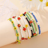 Multicolor Flower Beaded Bracelet For Women Girls Boho Rice Beads