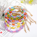 Multicolor Flower Beaded Bracelet For Women Girls Boho Rice Beads