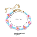 Multicolor Flower Beaded Bracelet For Women Girls Boho Rice Beads