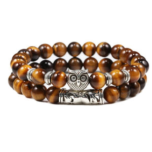 Natural Stone Beads Owl Bracelet Set for Couples