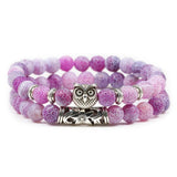 Natural Stone Beads Owl Bracelet Set for Couples