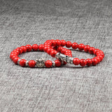 Natural Stone Beads Owl Bracelet Set for Couples