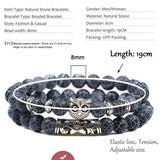 Natural Stone Beads Owl Bracelet Set for Couples