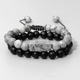 Map Stone Beads Couple Distance Bracelets Lapis Lazuli Agates Yoga Jewelry 8mm