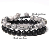 Map Stone Beads Couple Distance Bracelets Lapis Lazuli Agates Yoga Jewelry 8mm