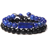 Map Stone Beads Couple Distance Bracelets Lapis Lazuli Agates Yoga Jewelry 8mm