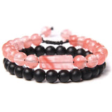 Map Stone Beads Couple Distance Bracelets Lapis Lazuli Agates Yoga Jewelry 8mm