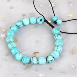 Turquoise Beads Stone Bracelet Adjustable Braided Rope Bangle