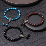 8mm Natural Stone Bracelet Men Women Tiger Eye Agates Beads Charm Bracelets
