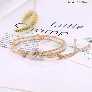 Tiger Eye Stone Leather Bracelet Natural Stone 2 Loop Wrapped