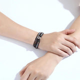 Tiger Eye Stone Leather Bracelet Natural Stone 2 Loop Wrapped