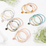 3pcs Heart Charm Crystal Beaded Bracelet Set for Women Men