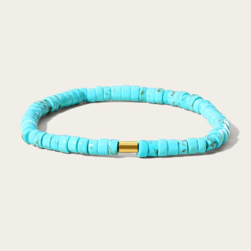 YACHAN Beaded Bracelets Women Turquoise Stone Stainless Steel Plated Jewelry