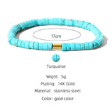 YACHAN Beaded Bracelets Women Turquoise Stone Stainless Steel Plated Jewelry