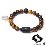 Zodiac Signs Tiger Eye Stone Bracelet Constellation Charm Bracelet