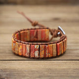Boho Charm Chakra Tube Beads Leather Wrap Bracelet Gift