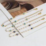 Adjustable Simulated Pearl Beaded Bracelet Evil Eye Charm Bracelet