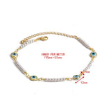 Adjustable Simulated Pearl Beaded Bracelet Evil Eye Charm Bracelet