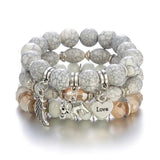 Bohemian Elephant Wings Love Pendant Beaded Bracelet