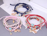 Boho Resin Beaded Bracelets Eyes Charm Layer Bangle Jewelry