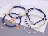 Boho Resin Beaded Bracelets Eyes Charm Layer Bangle Jewelry