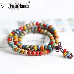 Colorful Ceramic Beaded Bracelet Vintage Style