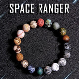 10mm Matte Natural Stone Bracelet Space Series Round Bead Unisex Jewelry