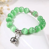 10mm Green Purple Crystal Cat's Eye Stone Beads Women's Bracelets
