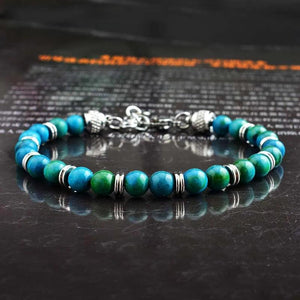 6mm Natural Stone Beads Bracelet with Stainless Steel Chain