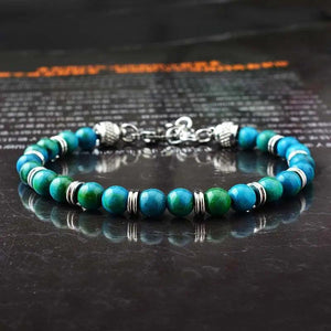 6mm Natural Stone Beads Bracelet with Stainless Steel Chain