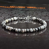 6mm Natural Stone Beads Bracelet with Stainless Steel Chain