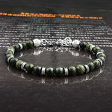 6mm Natural Stone Beads Bracelet with Stainless Steel Chain